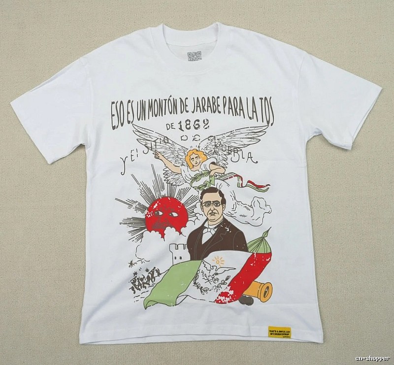 ALOCS Illustration Vintage Street Style White T-Shirt