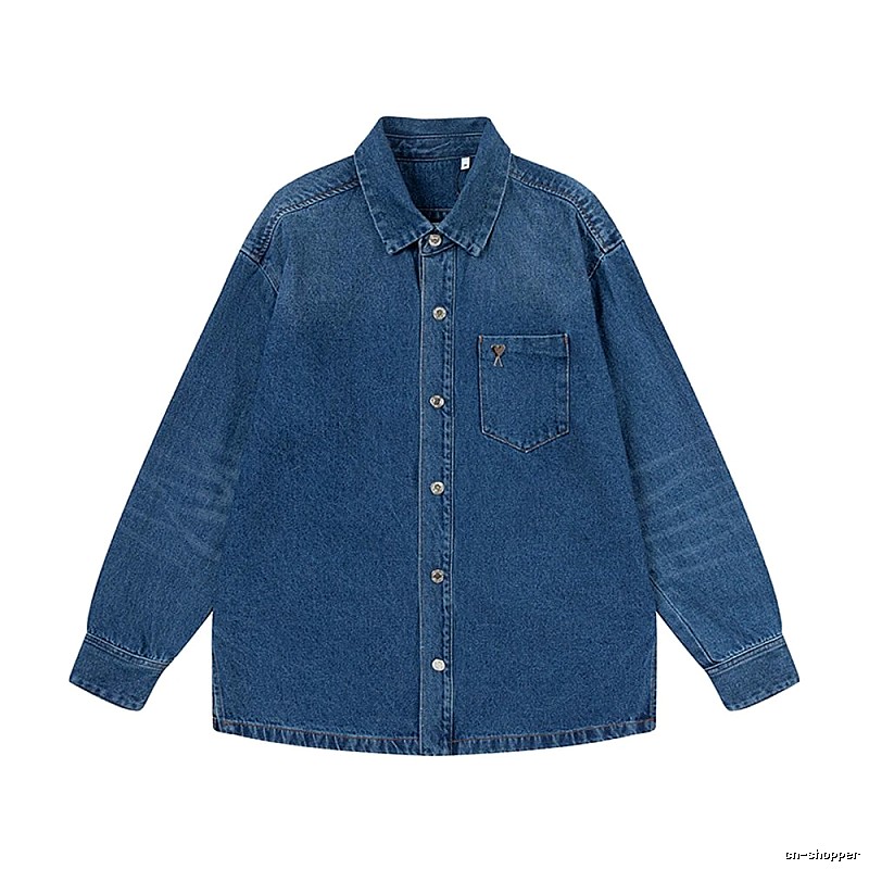 AMI casual style denim blue shirt