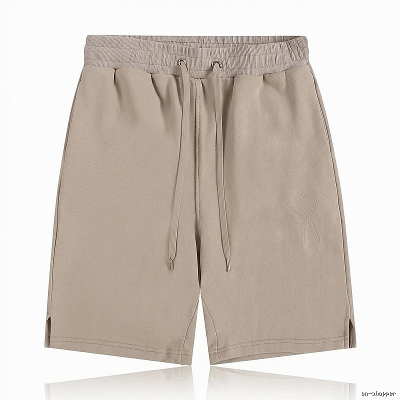 AMI Embroidered Trendy Brand Khaki Shorts