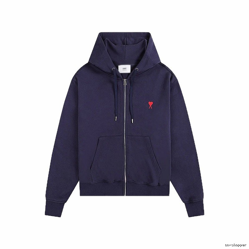 AMI Love Embroidery Style Dark Blue Hoodie