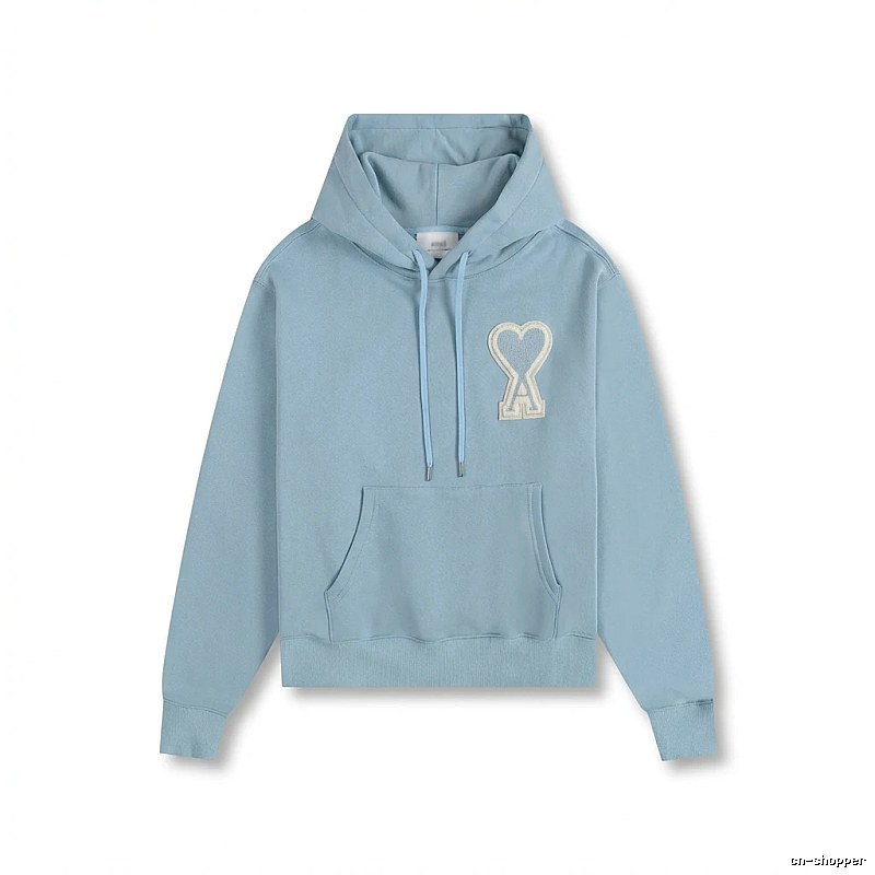 AMI Love Heart Pattern Light Blue Hoodie