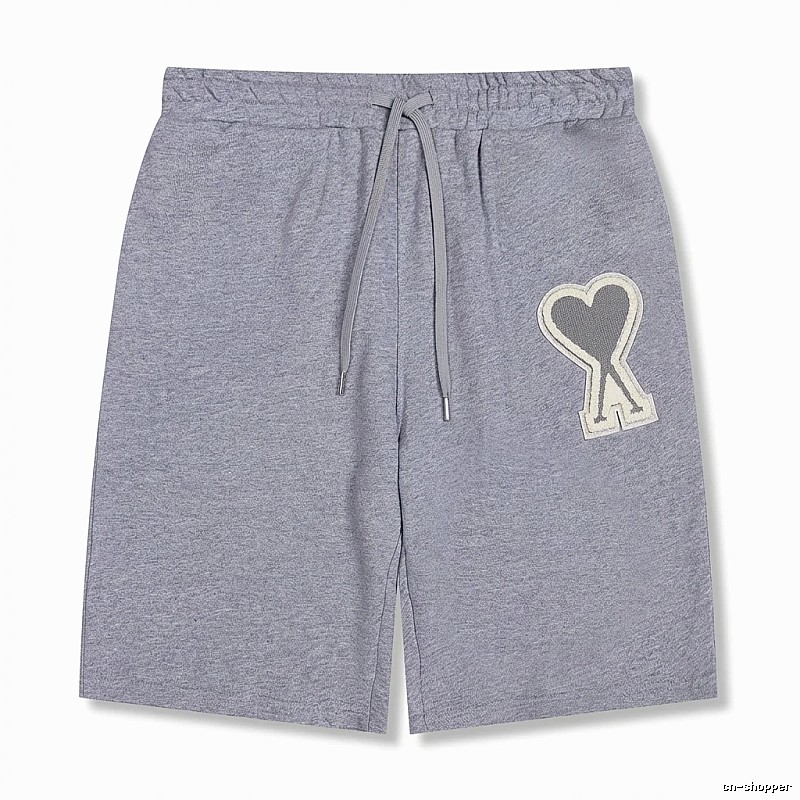 AMI Love Heart Pattern Light Gray Shorts