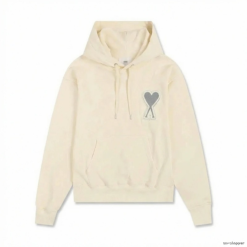 AMI Love Minimalist Style Beige Hoodie