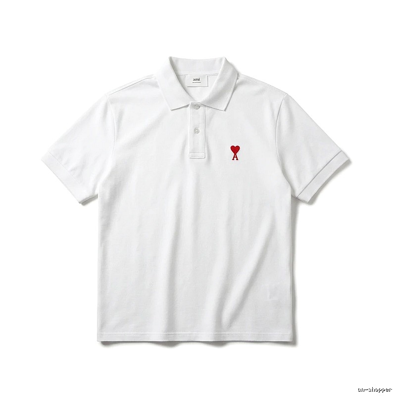 AMI Love Simple White Polo Shirt