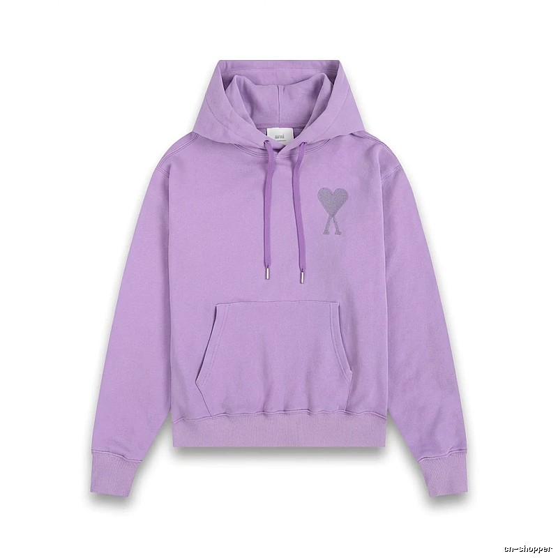 AMI series minimalist style purple hoodie