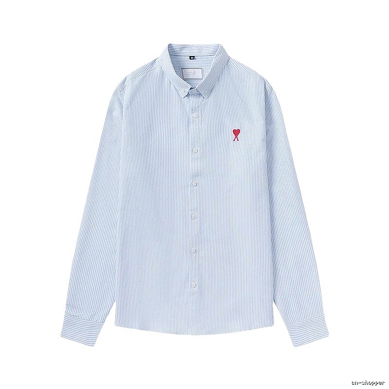 AMI striped minimalist style blue shirt