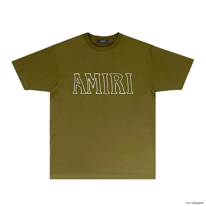 AMIRI Basic Style Trendy and Cool Olive Green T-shirt