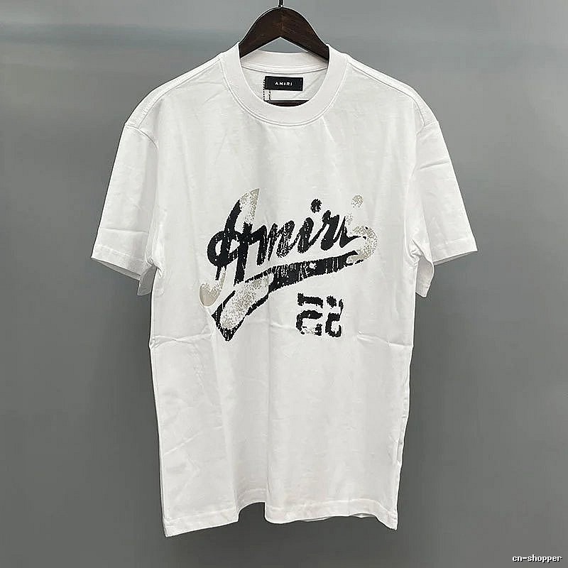 Amiri Black Lettering With Slash Detail White Records Graphic T-Shirt Resort Wear