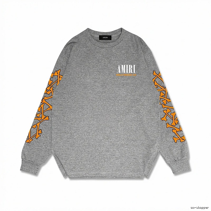 AMIRI Grey and Orange Trendy and Cool Sweatshirt