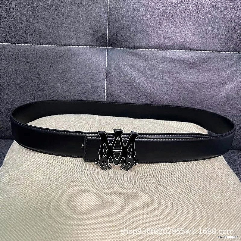 Amiri Streetwear Logo belt Black Belt Metallic with Logo Accent
