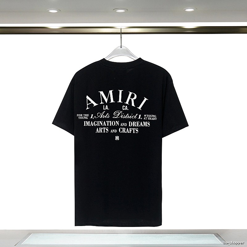 Amiri Travel Graphic T-shirt White Blue Amiri with Soft Visual Tone