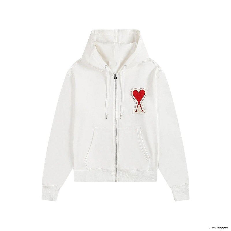 Ami's white hoodie with a cute heart embroidery style