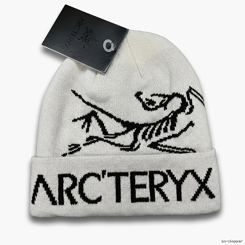 Arc'teryx minimalist-style white knitted hat