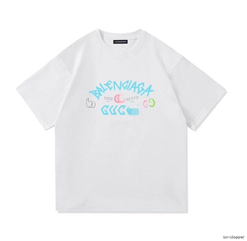 Balenciaga Co-branded Graffiti Street Style White T-Shirt