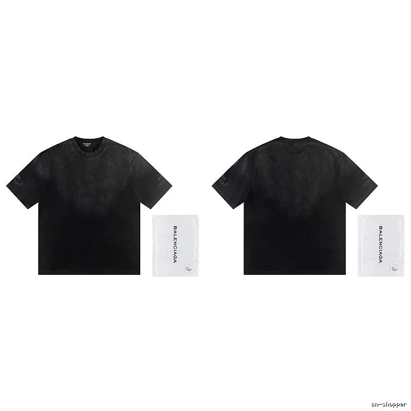Balenciaga Distressed Street Style Black Short-Sleeve T-Shirt