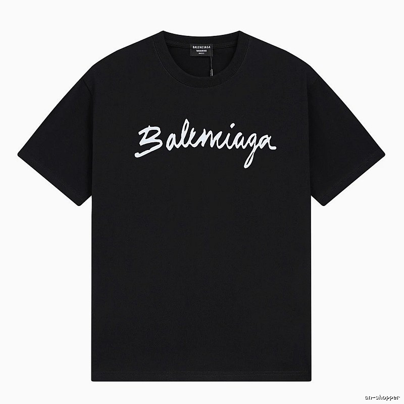 Balenciaga Handwritten Trendy Style Black T-shirt