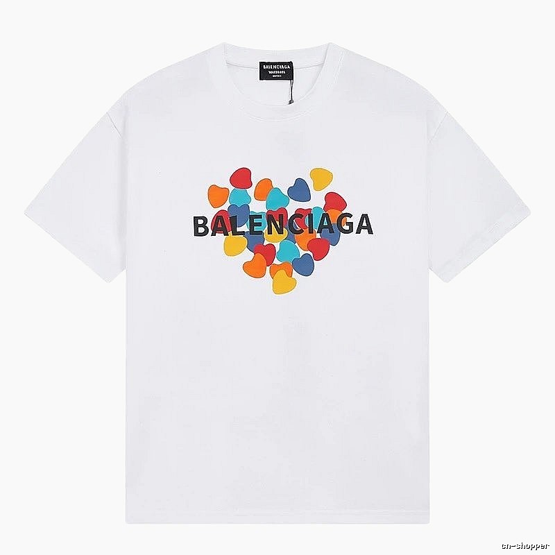 Balenciaga Heart Print Streetwear Brand White T-Shirt