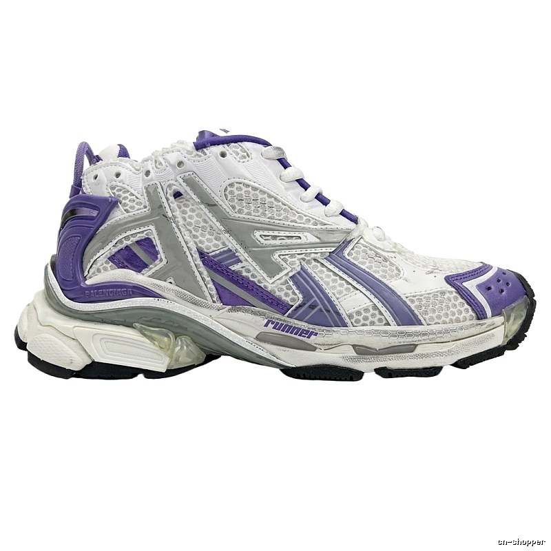 Balenciaga retro-style white and purple sports shoes