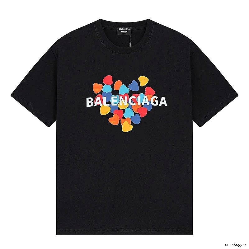 Balenciaga Trendy Black T-shirt with Heart Print