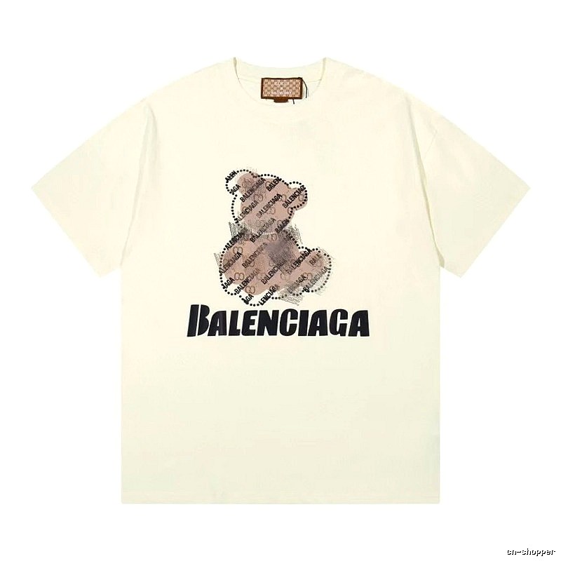 Balenciaga Trendy Off-white T-shirt with Bear Print