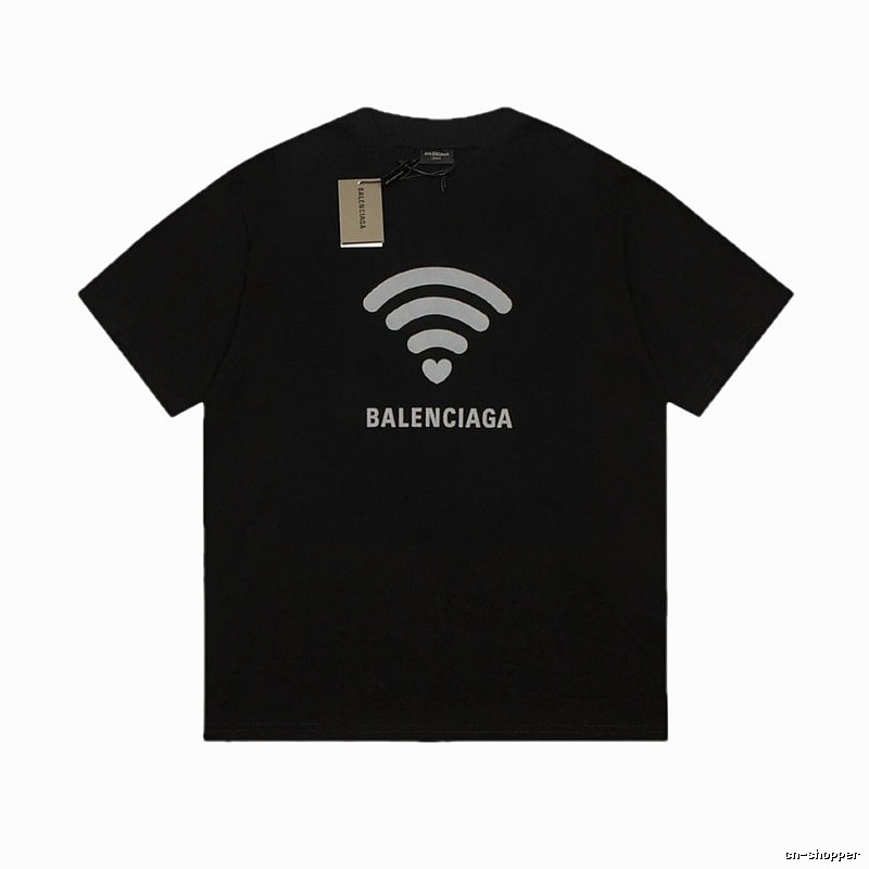 Balenciaga WiFi Printed Trendy Black T-shirt