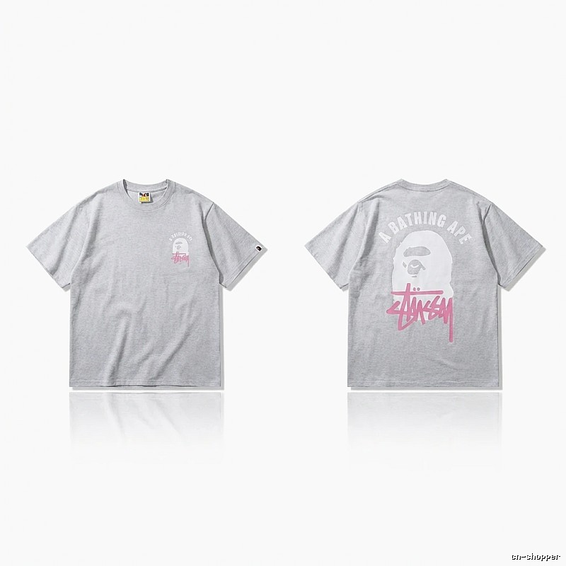 Bape Ape Head Trendy and Cool Style Gray T-shirt