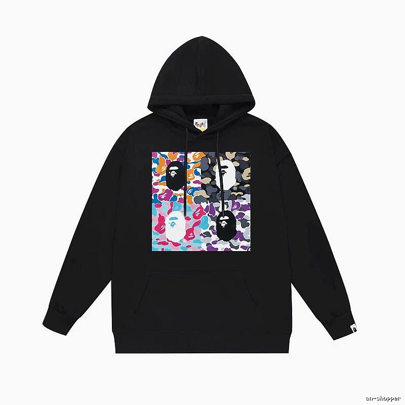 Bape camouflage-style black hoodie
