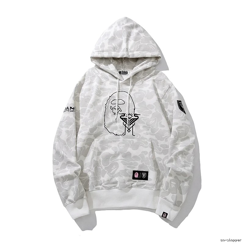 Bape camouflage style white hoodie