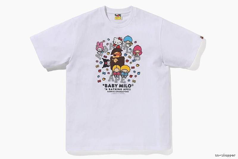 Bape cartoon - printed white T - shirt
