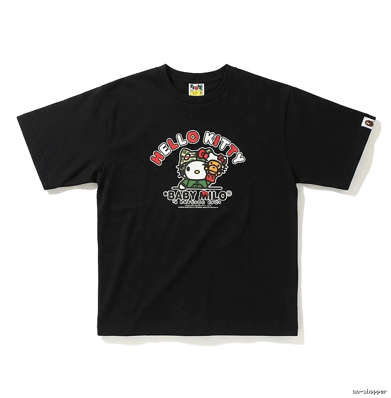 Bape Co-branded Cartoon Style Black T-shirt