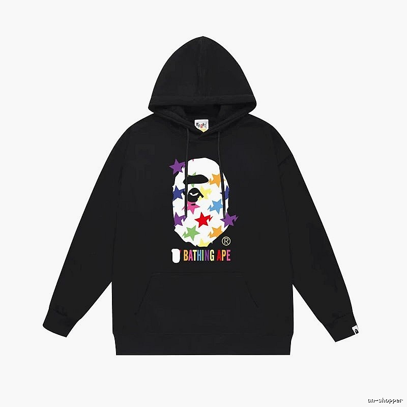 Bape Colorful Alien Style Black Hoodie