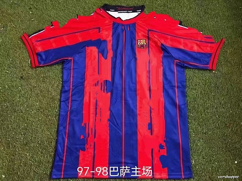 Barcelona Monogram Retro soccer jersey Blue Red Barcelona for Casual Outfits