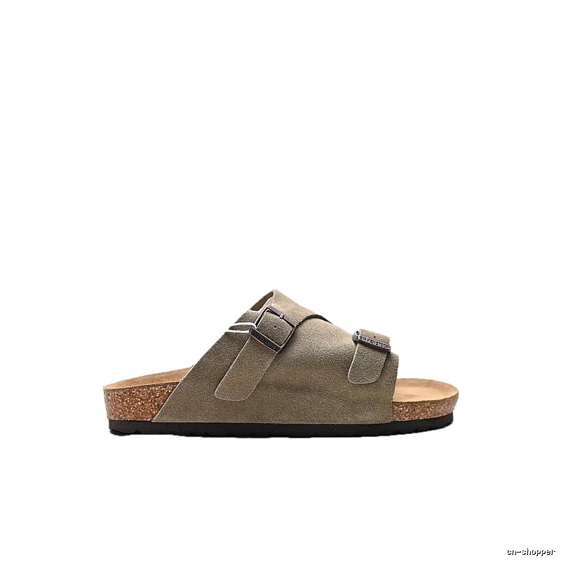 BIRKENSTOCK Cork Vintage Style Khaki Slide Sandals