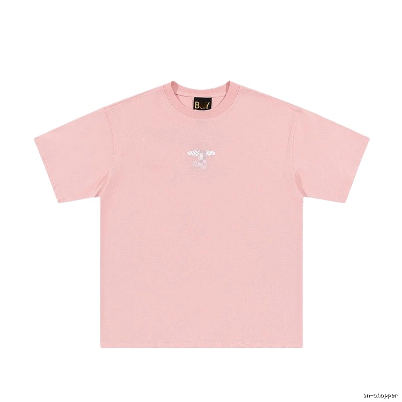 BOY Wing Print Street-style Pink Short Sleeve T-Shirt