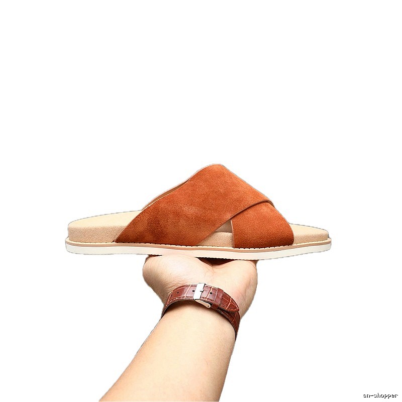 Brunello Cucinelli Casual-style Caramel Brown Slide Sandals