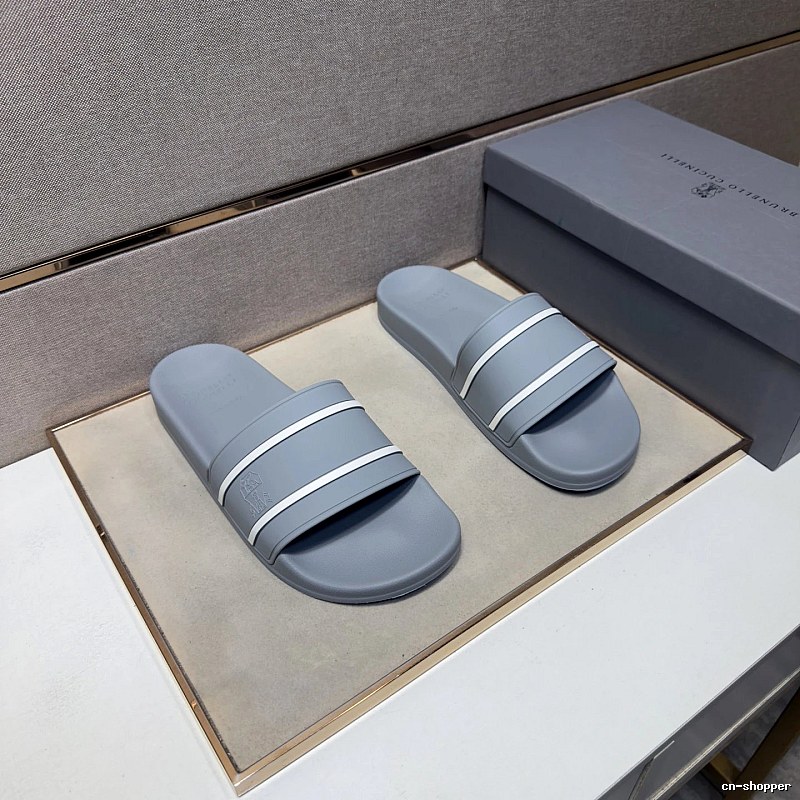 Brunello Cucinelli Casual-style Grey Slide Sandals