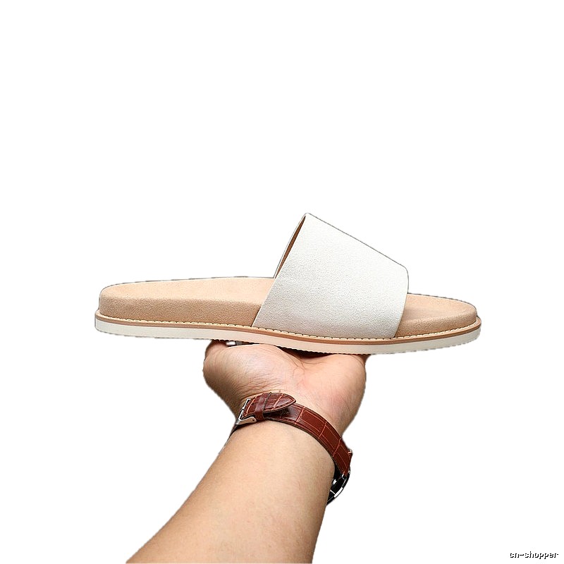 Brunello Cucinelli Minimalist Casual Off-White Slide Sandals