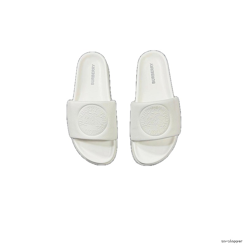 Burberry Embossed Warhorse Minimalist Style White Slides