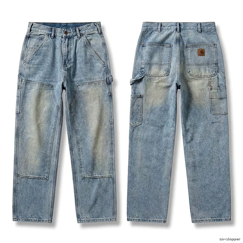 Carhartt workwear style light blue jeans