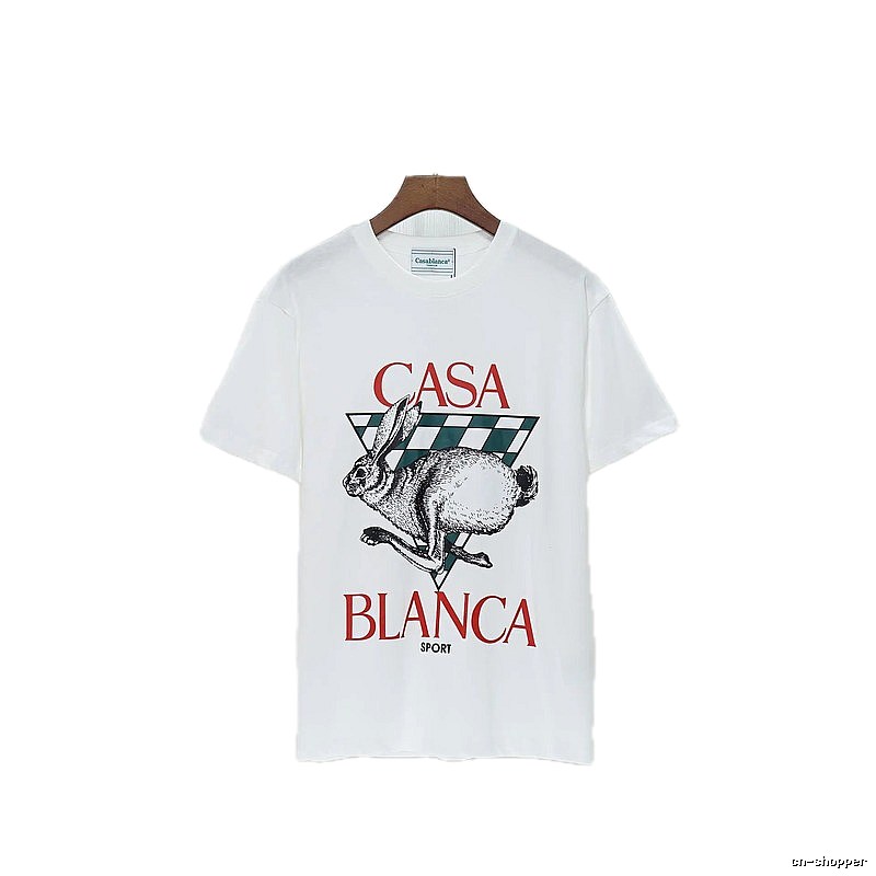 Casablanca Rabbit Element Fashion White T-shirt