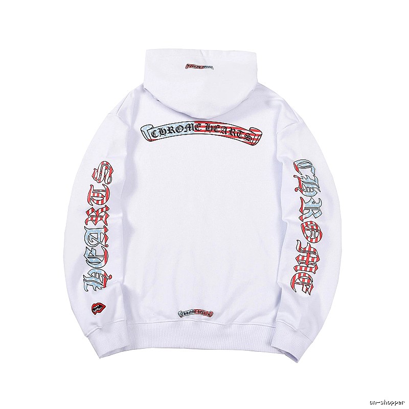 Chrome Hearts 2088-78 White Cross Graphic Hoodie Logo Detail