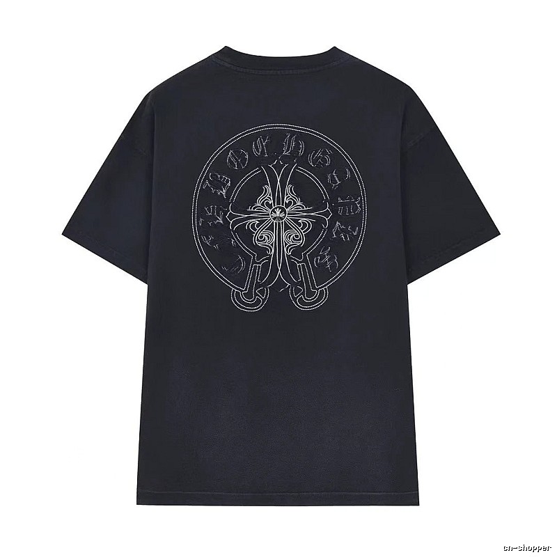Chrome Hearts Cross Embroidered Street Style Black T-Shirt