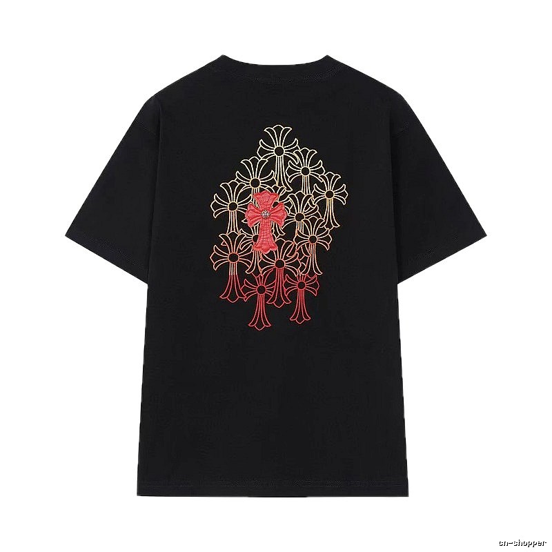 Chrome Hearts Cross Embroidered Street Style Black T-Shirt
