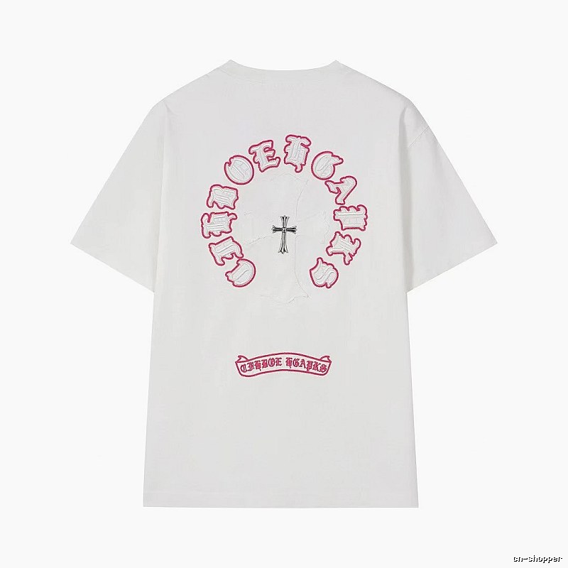 Chrome Hearts Cross Embroidered Street Style White T-Shirt