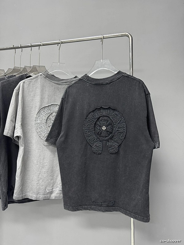 Chrome Hearts Cross-Embroidered Vintage Style Black T-Shirt