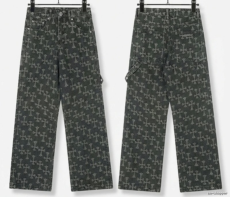 Chrome Hearts cross print black jeans