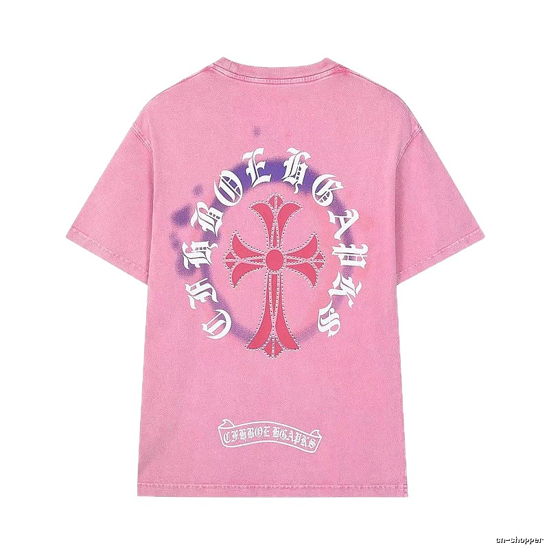 Chrome Hearts Cross Vintage Style Pink T-Shirt