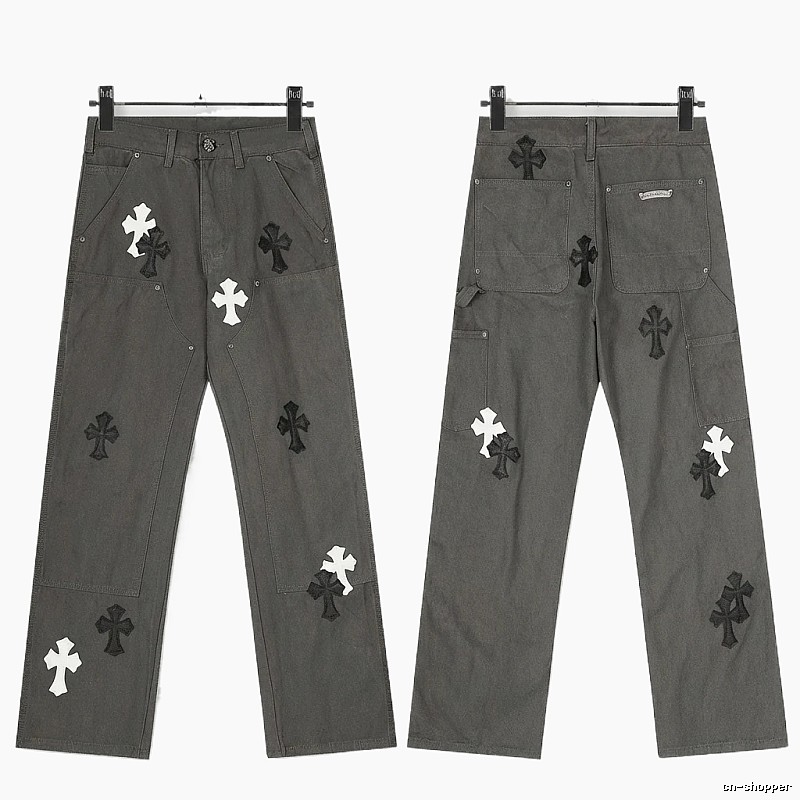 Chrome Hearts Cross Workwear Style Grey Pants