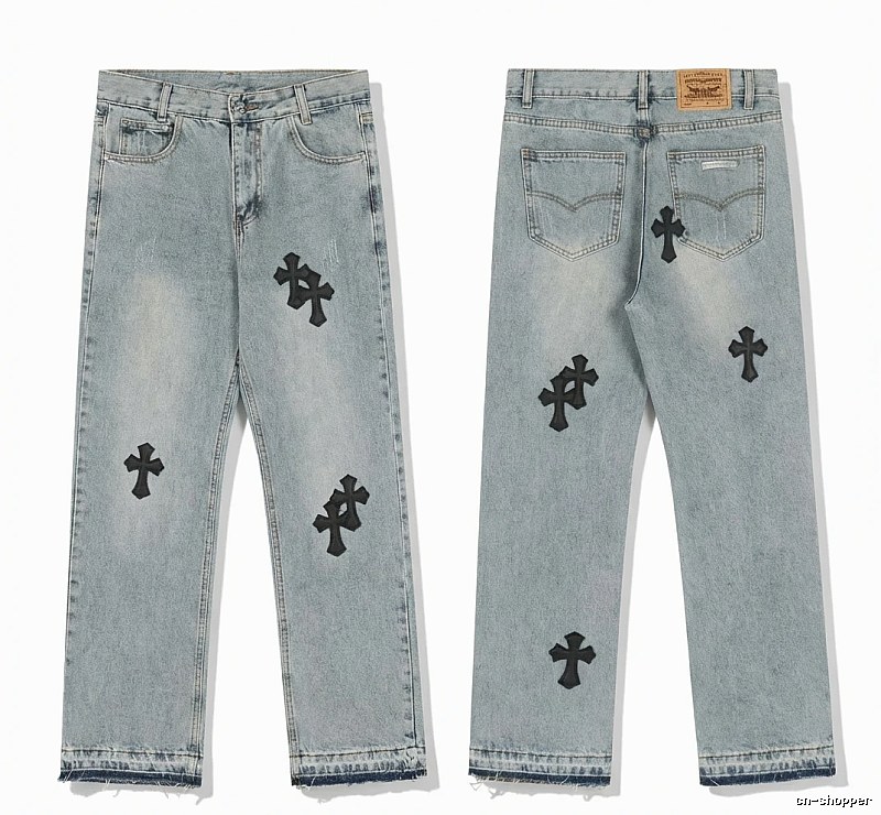 Chrome Hearts denim-style light blue jeans