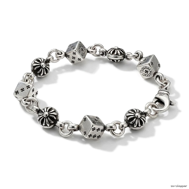 Chrome Hearts Dice Retro Style Silver Bracelet